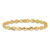 14k Polished Diamond-cut Leaf 7 inch Bracelet-FB1510-7
