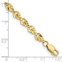 14k Polished Diamond-cut Leaf 7 inch Bracelet-FB1510-7