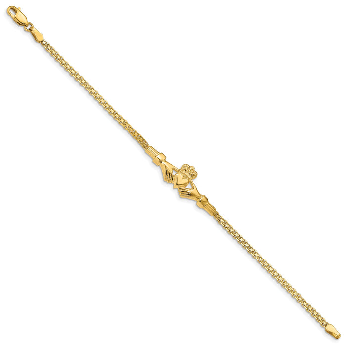 14K Polished Claddagh Bracelet-FB1513-7