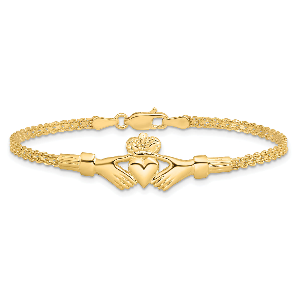 14K Polished Claddagh Bracelet-FB1513-7