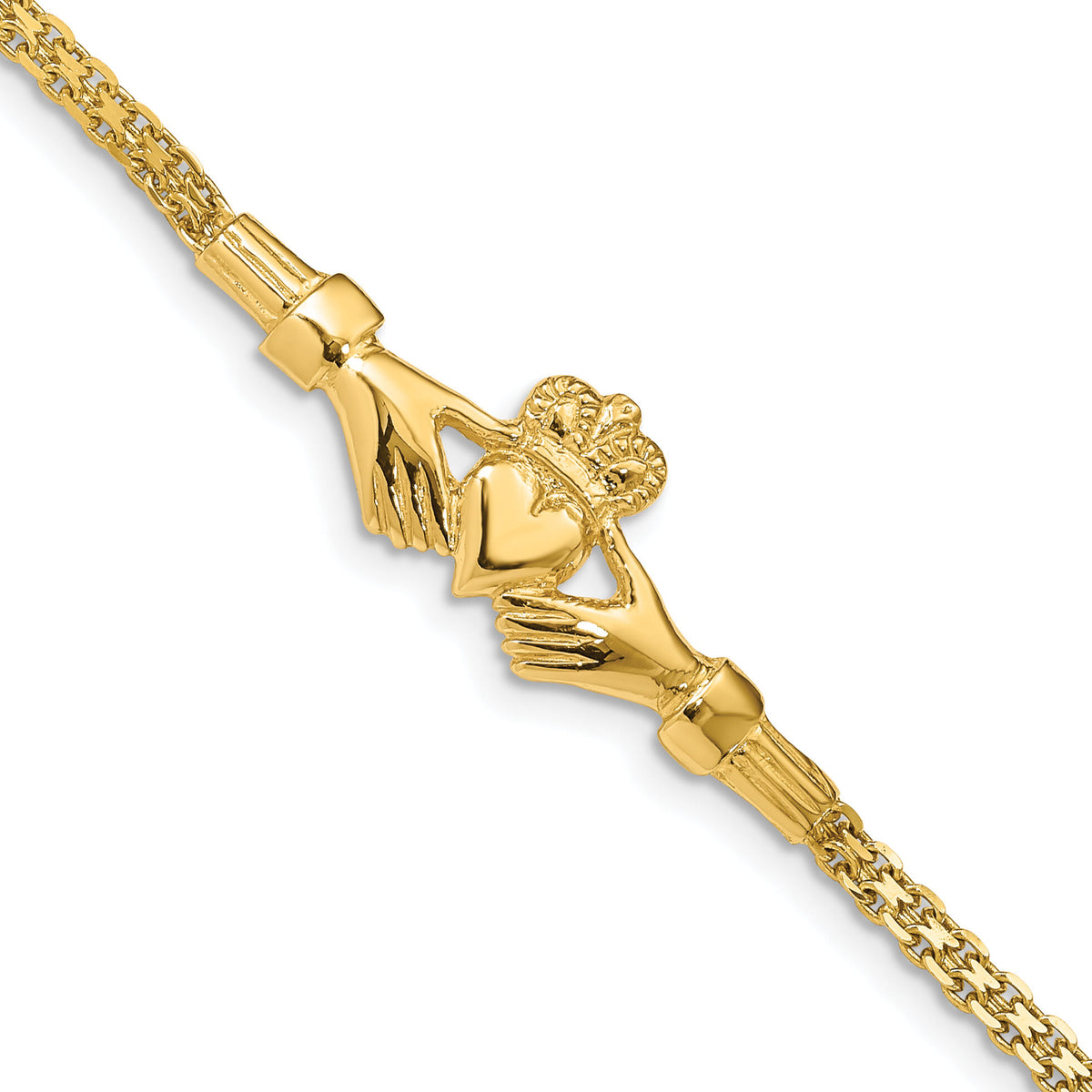 14K Polished Claddagh Bracelet-FB1513-7