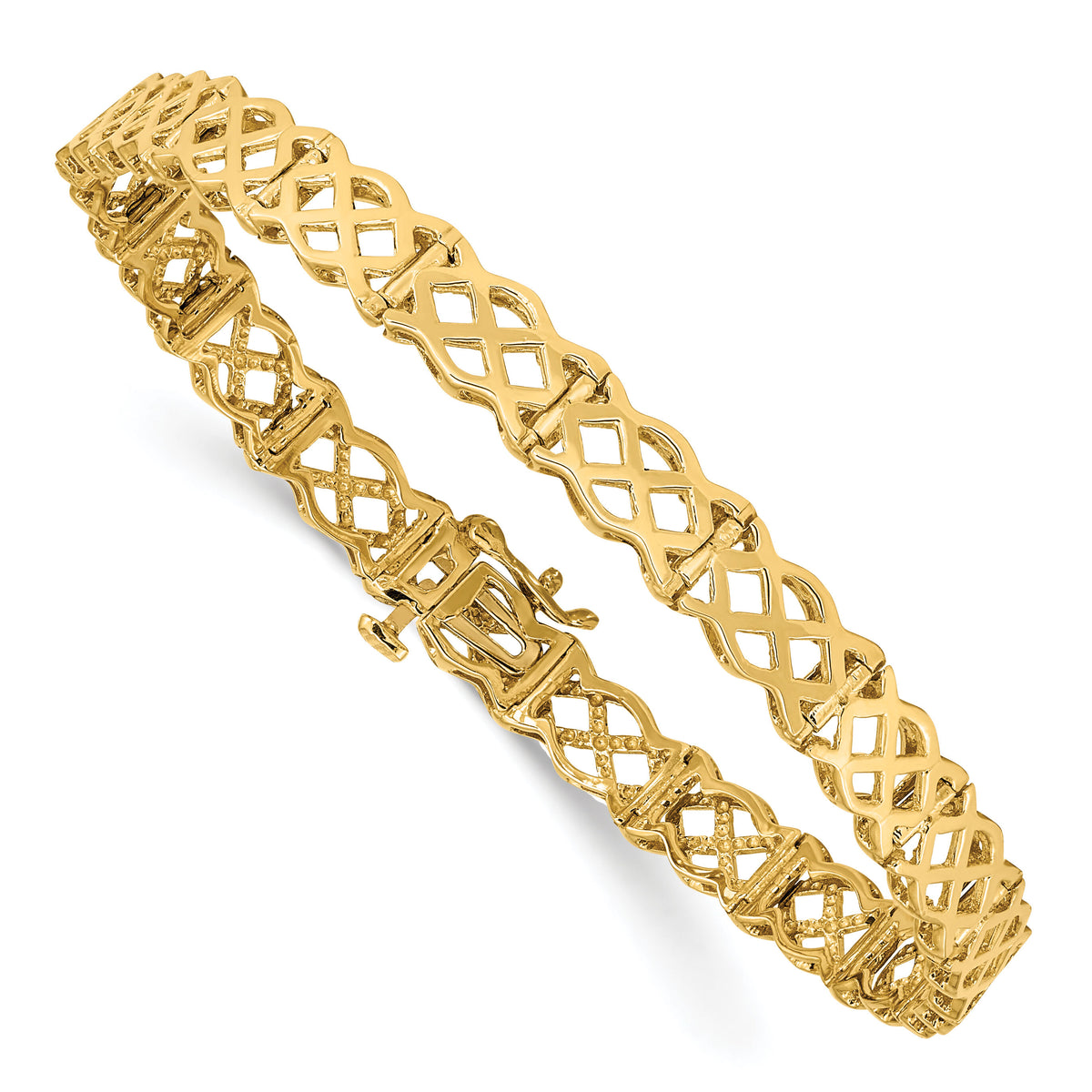 14K Polished Criss Cross Bracelet-FB1516-7.5