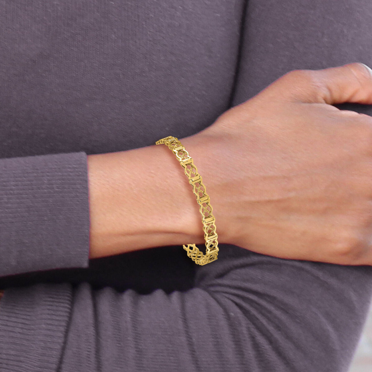 14K Polished Criss Cross Bracelet-FB1516-7.5