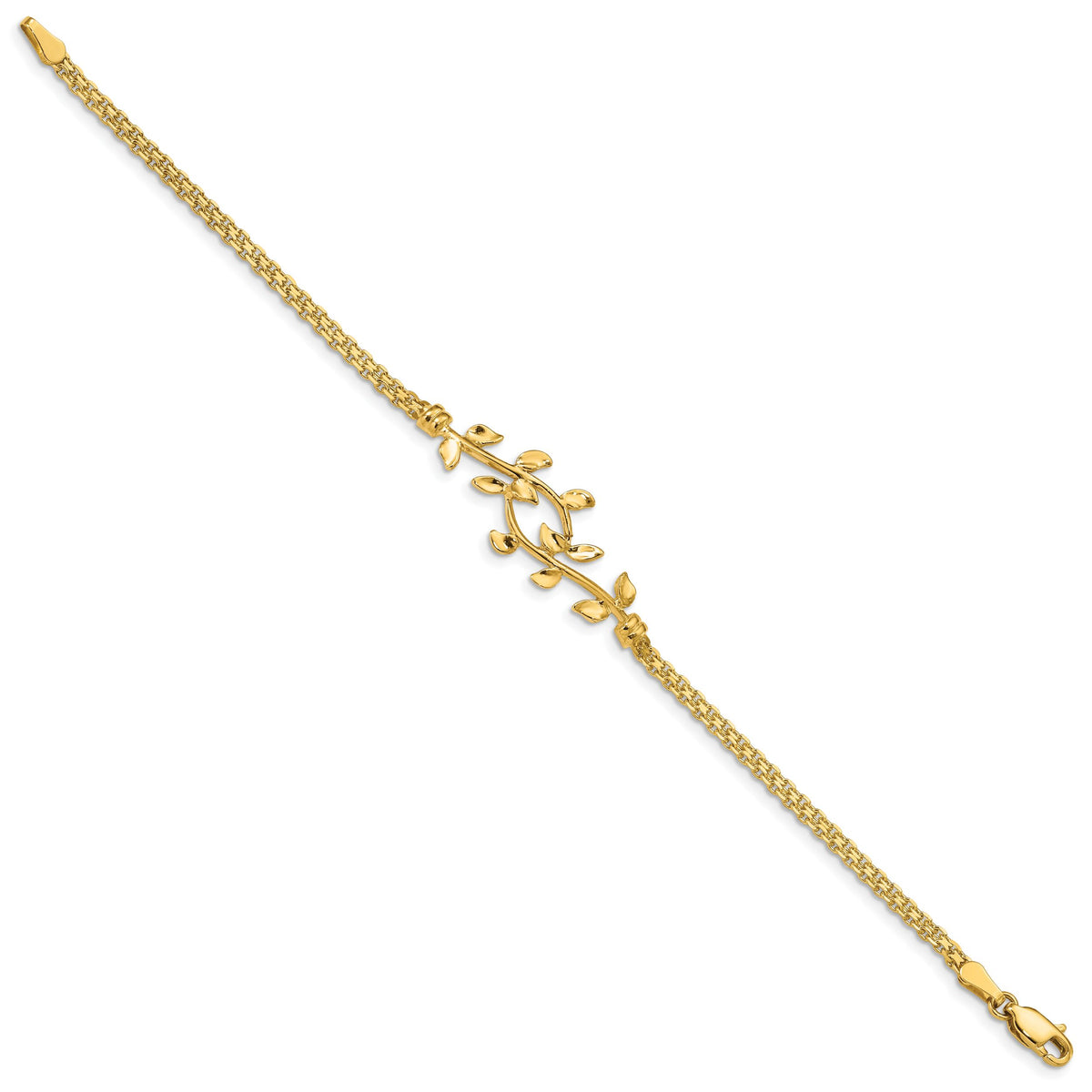 14K Polished Leaf Bracelet-FB1523-7