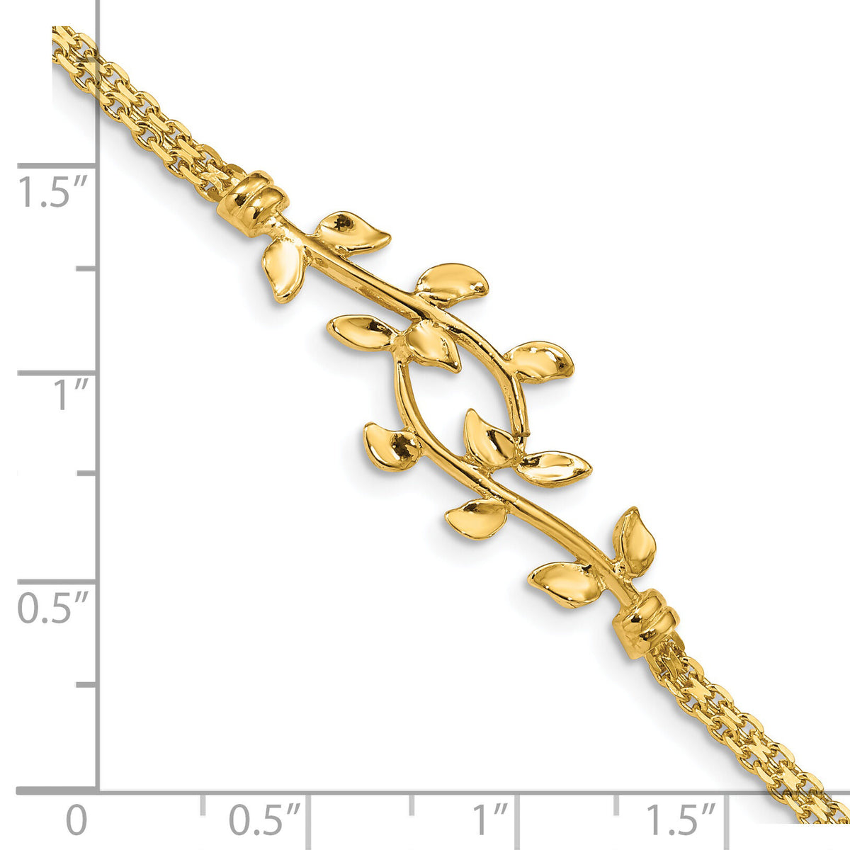 14K Polished Leaf Bracelet-FB1523-7