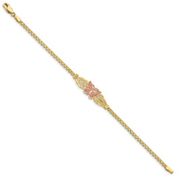 14K Two-tone Polished & D/C Butterfly Bracelet-FB1525-7