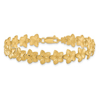 14K Brushed & D/C Plumeria Bracelet-FB1527-7.25