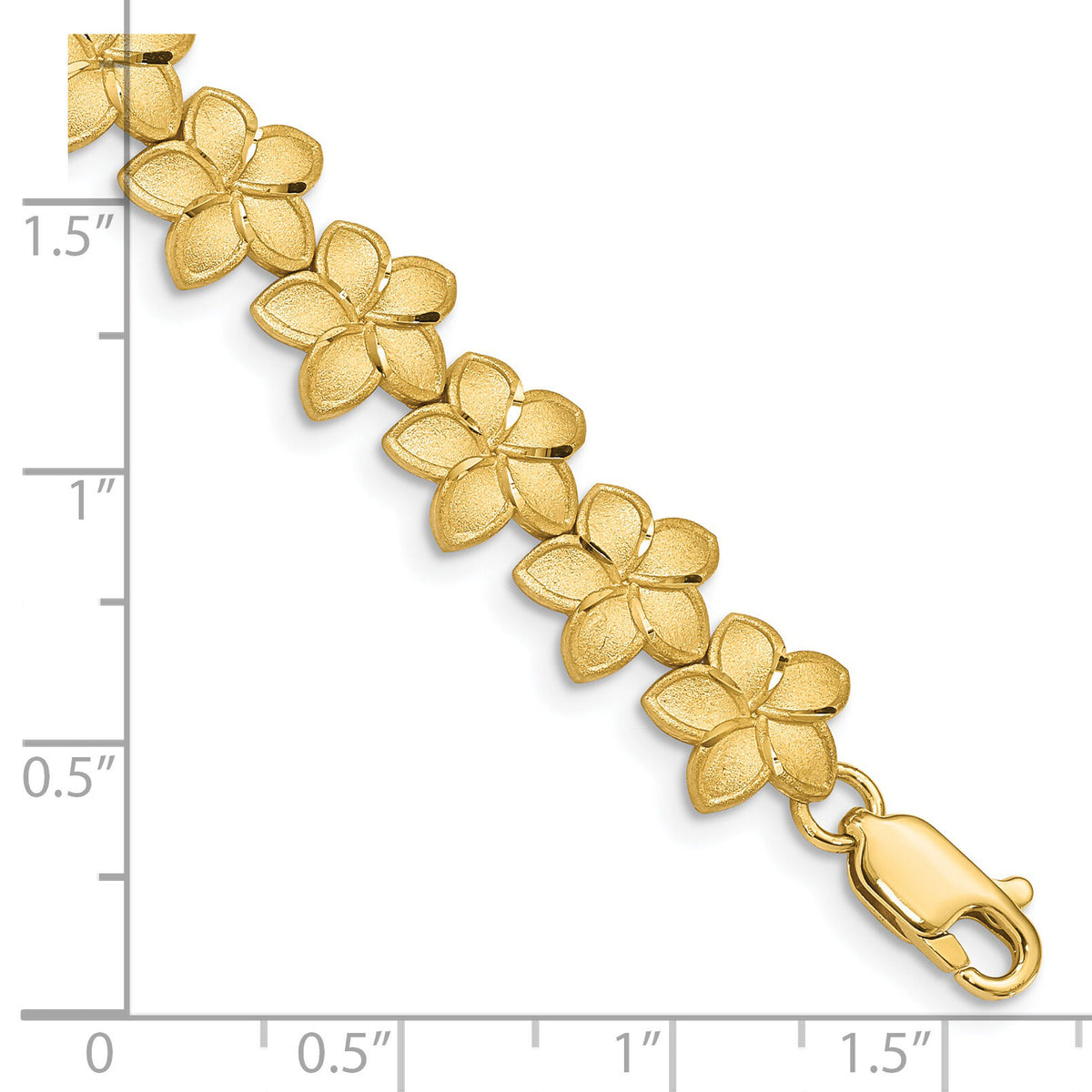 14K Brushed & D/C Plumeria Bracelet-FB1527-7.25