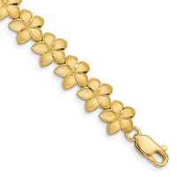 14K Brushed & D/C Plumeria Bracelet-FB1527-7.25