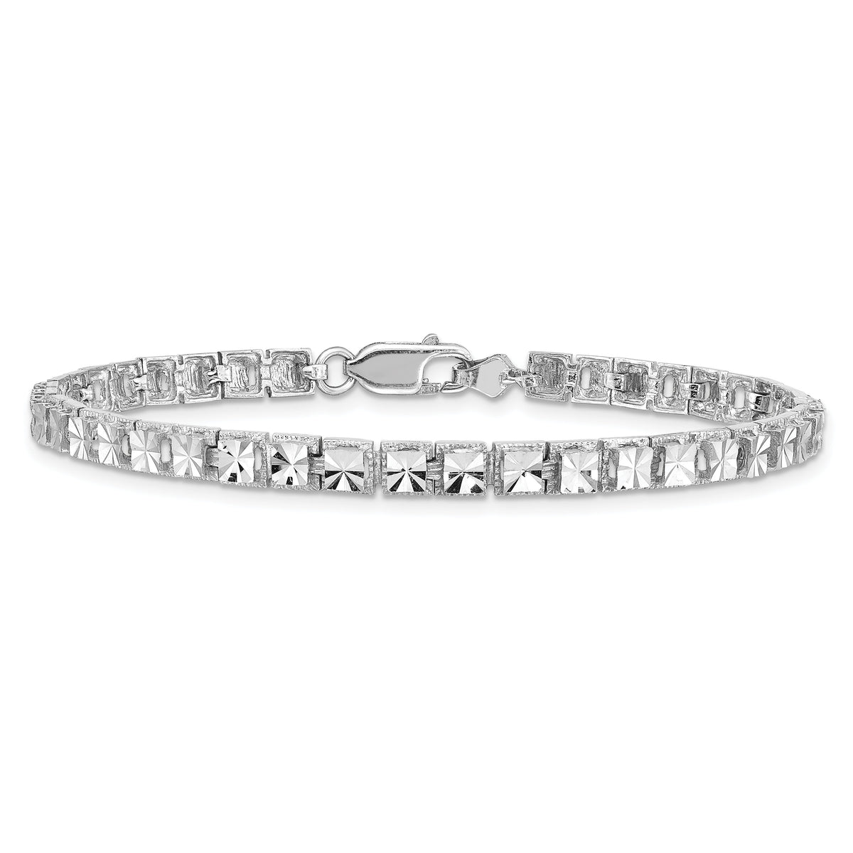 14K White Gold Diamond-Cut Bracelet-FB1536-7.25
