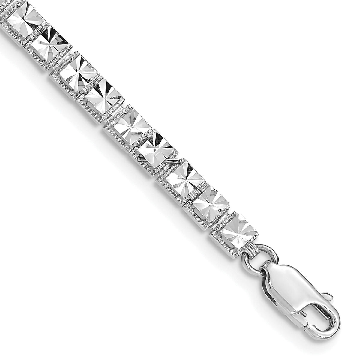 14K White Gold Diamond-Cut Bracelet-FB1536-7.25