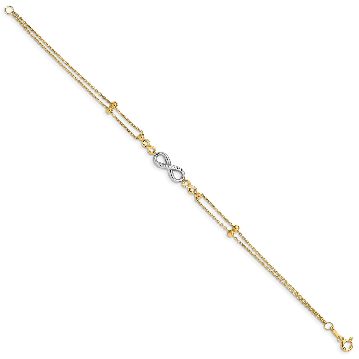14K Two-tone Polished D/C Multi-Strand Infinity Bracelet-FB1542-7.5