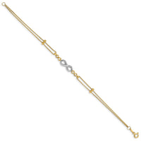 14K Two-tone Polished D/C Multi-Strand Infinity Bracelet-FB1542-7.5