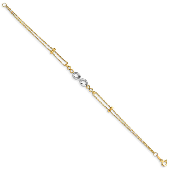 14K Two-tone Polished D/C Multi-Strand Infinity Bracelet-FB1542-7.5