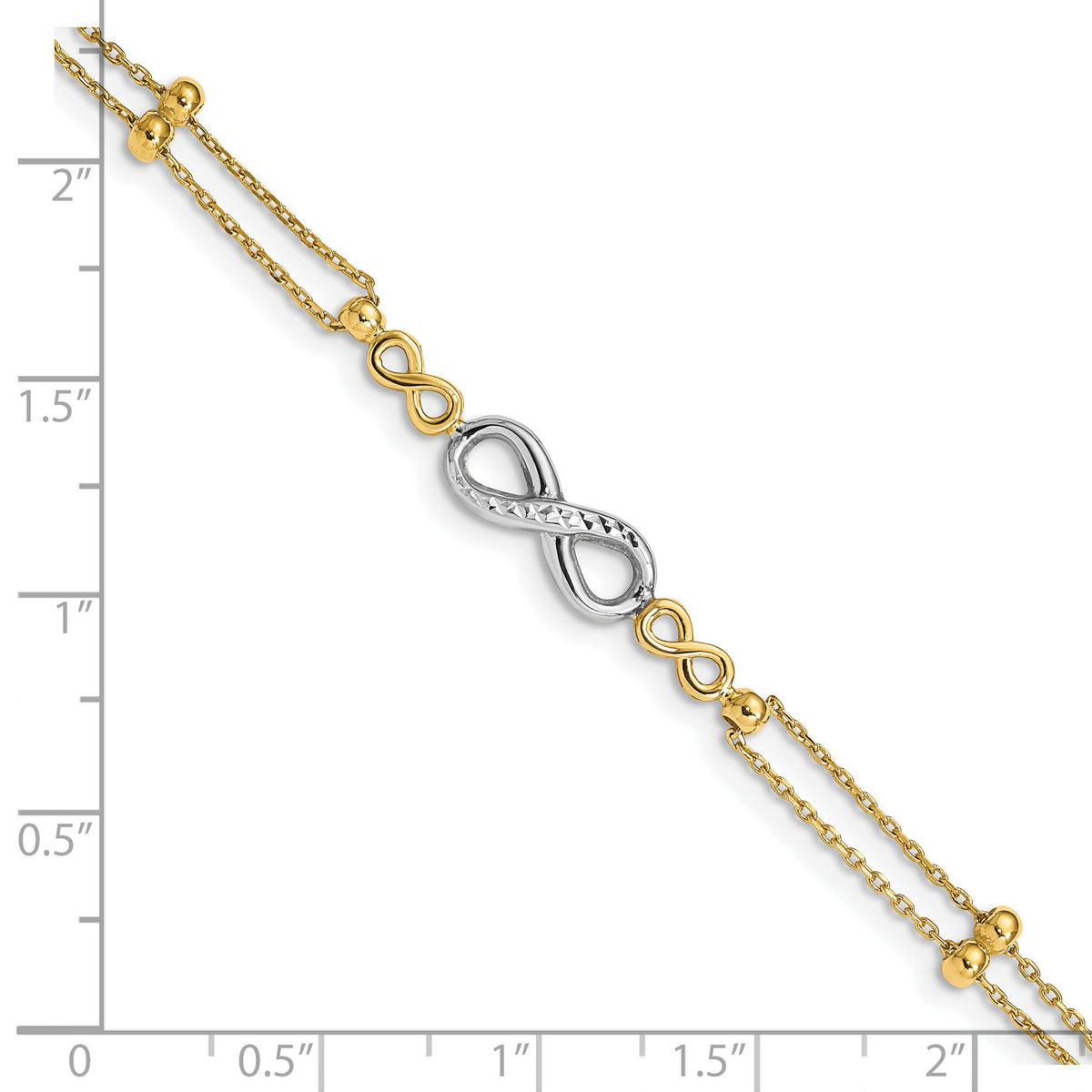 14K Two-tone Polished D/C Multi-Strand Infinity Bracelet-FB1542-7.5