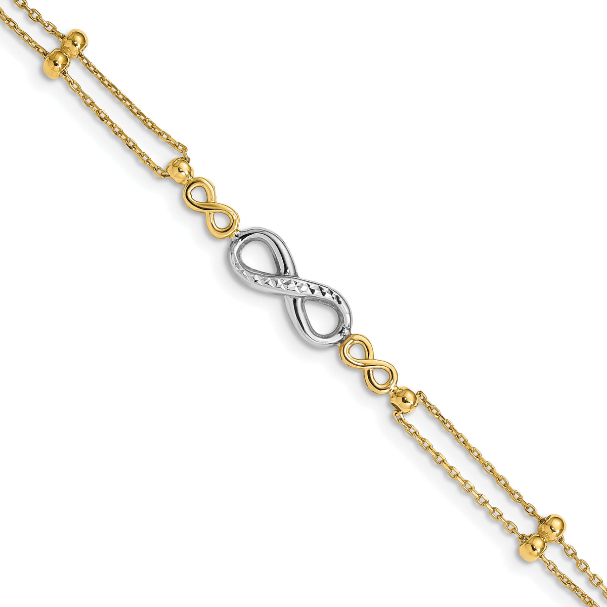 14K Two-tone Polished D/C Multi-Strand Infinity Bracelet-FB1542-7.5