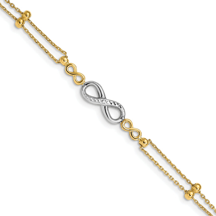 14K Two-tone Polished D/C Multi-Strand Infinity Bracelet-FB1542-7.5