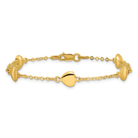 14K Brushed & Polished Hearts 7 inch Bracelet-FB1547-7