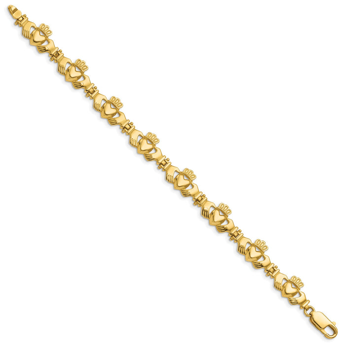 14k Polished Claddagh Link Bracelet-FB1557-7
