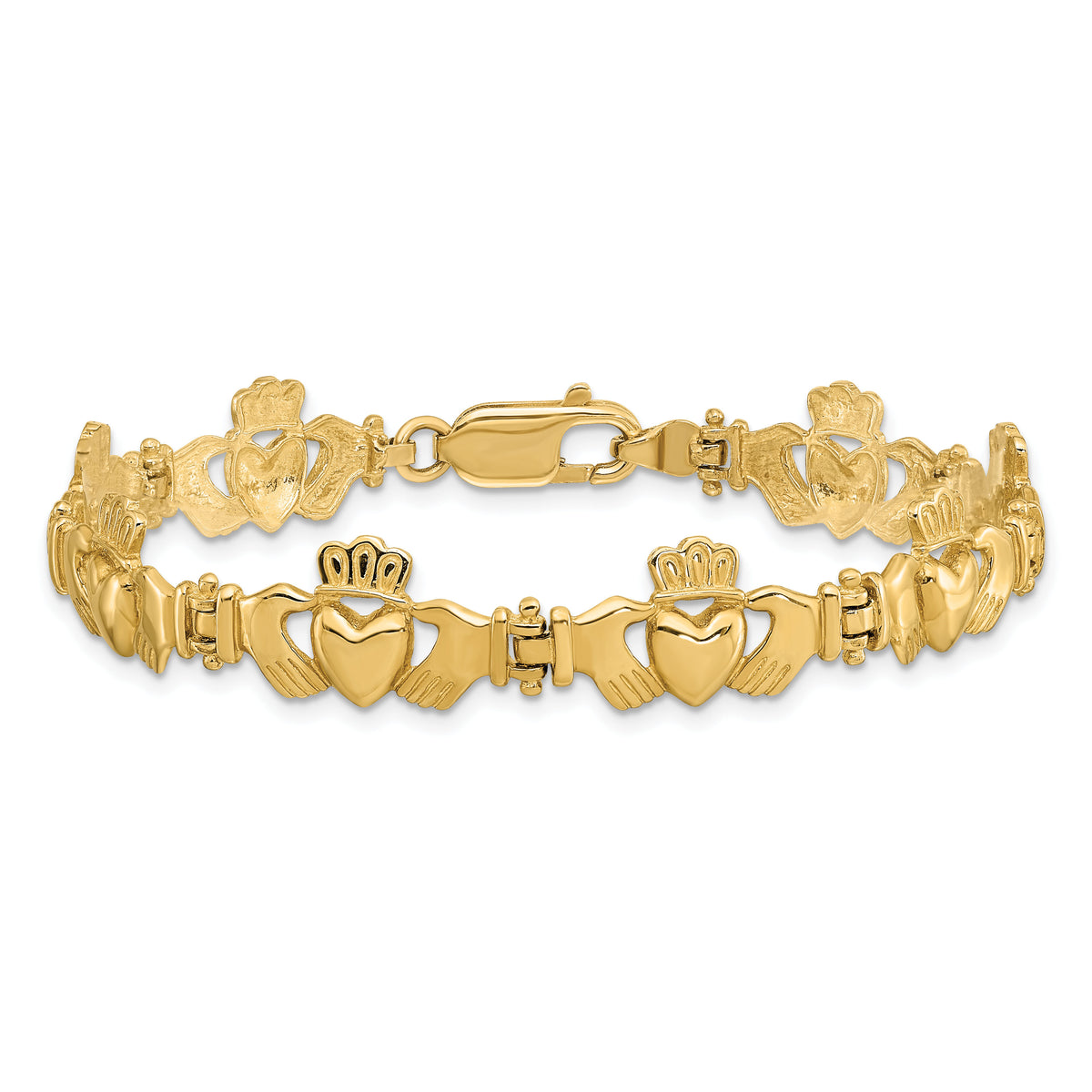 14k Polished Claddagh Link Bracelet-FB1557-7