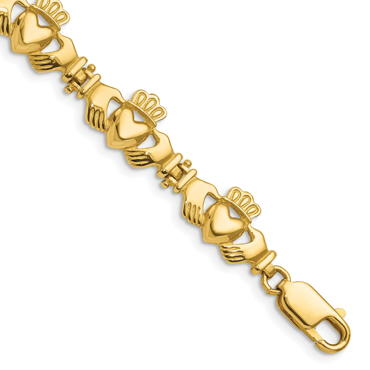 14k Polished Claddagh Link Bracelet-FB1557-7