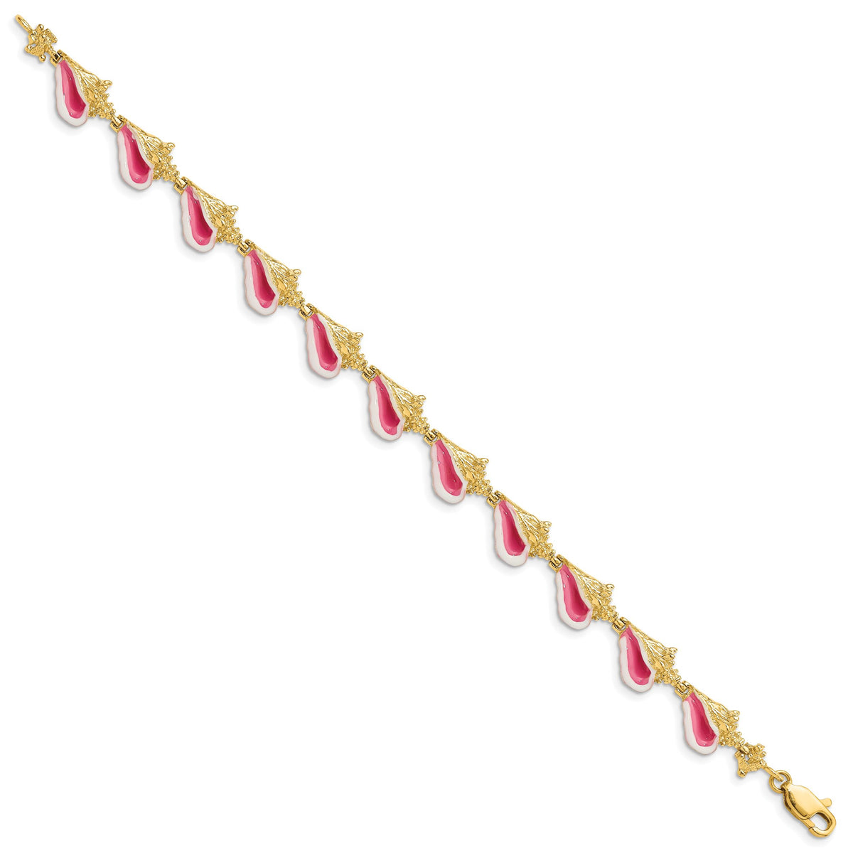 14K Enamel 3-D Conch Shell Bracelet-FB1560-7.25