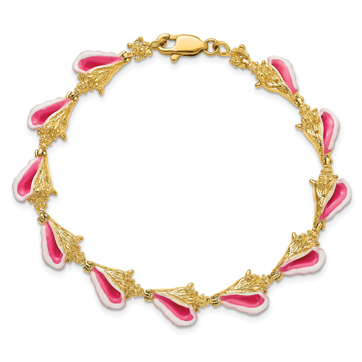 14K Enamel 3-D Conch Shell Bracelet-FB1560-7.25