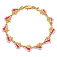 14K Enamel 3-D Conch Shell Bracelet-FB1560-7.25