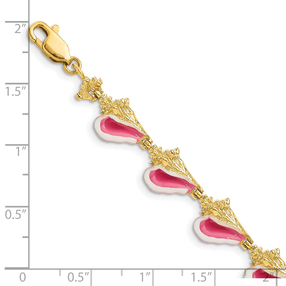 14K Enamel 3-D Conch Shell Bracelet-FB1560-7.25