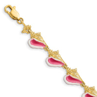 14K Enamel 3-D Conch Shell Bracelet-FB1560-7.25
