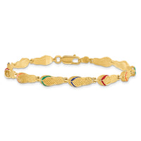 14k Multi-Color Enamel Flip Flop Bracelet-FB1564-7.25