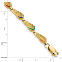 14k Multi-Color Enamel Flip Flop Bracelet-FB1564-7.25