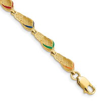 14k Multi-Color Enamel Flip Flop Bracelet-FB1564-7.25