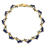 14k Enameled Dolphin Bracelet-FB1576-7.25