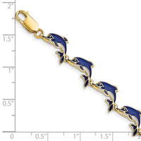 14k Enameled Dolphin Bracelet-FB1576-7.25
