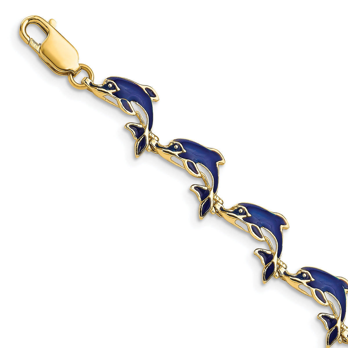 14k Enameled Dolphin Bracelet-FB1576-7.25
