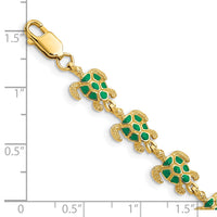 14k w/ Green Enamel Sea Turtle Bracelet-FB1582-7