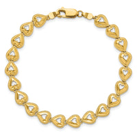 14K Polished Beaded Hearts Bracelet-FB1584-7