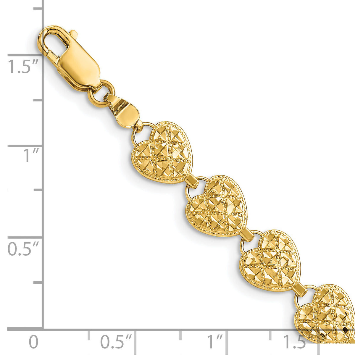 14K Polished D/C Hearts Bracelet-FB1586-7