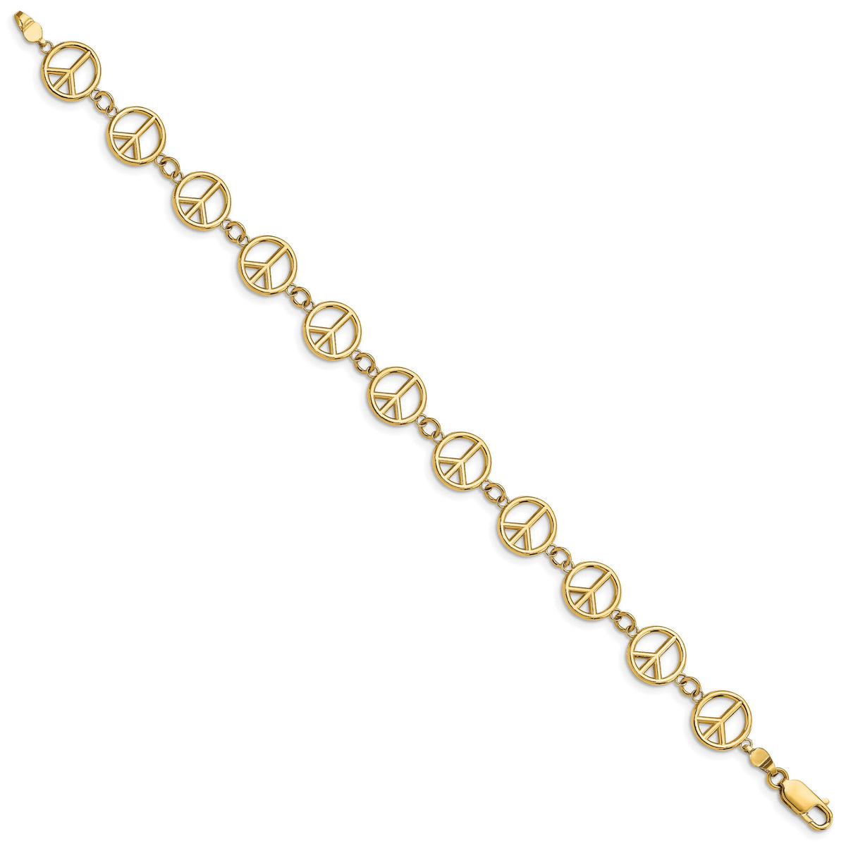 14k Polished Peace Sign Bracelet-FB1589-7.5