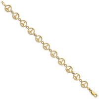 14k Polished Peace Sign Bracelet-FB1589-7.5