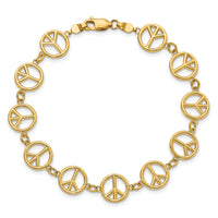 14k Polished Peace Sign Bracelet-FB1589-7.5