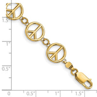 14k Polished Peace Sign Bracelet-FB1589-7.5