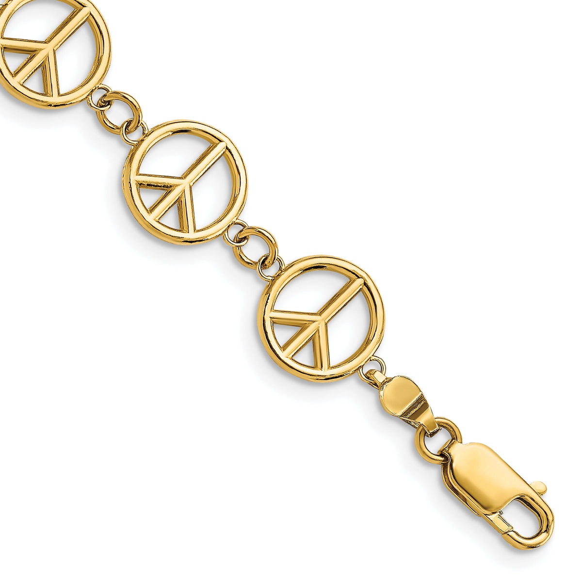 14k Polished Peace Sign Bracelet-FB1589-7.5