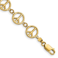 14k Polished Peace Sign Bracelet-FB1589-7.5