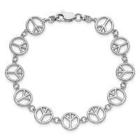14k White Gold Polished Peace Sign Bracelet-FB1589W-7.5