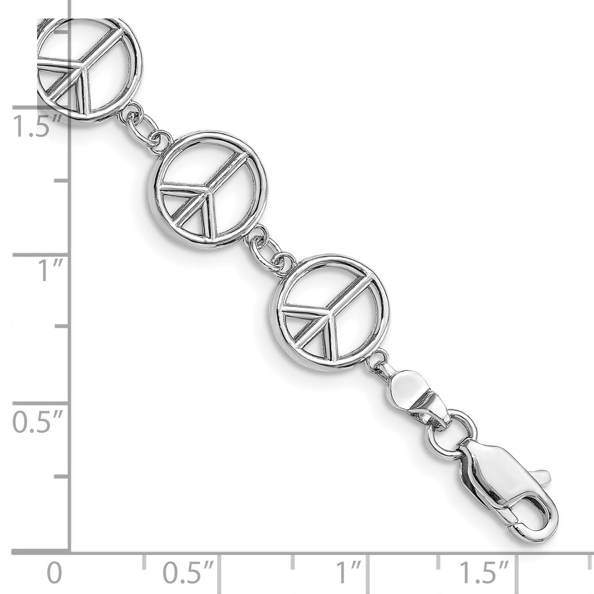 14k White Gold Polished Peace Sign Bracelet-FB1589W-7.5