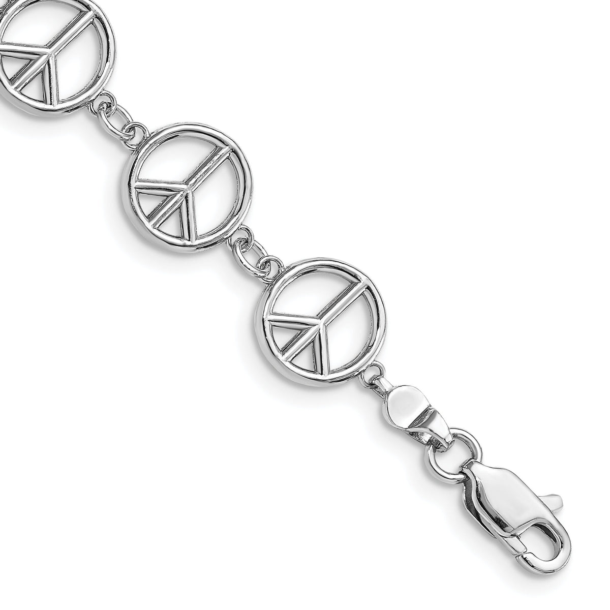 14k White Gold Polished Peace Sign Bracelet-FB1589W-7.5
