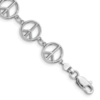 14k White Gold Polished Peace Sign Bracelet-FB1589W-7.5