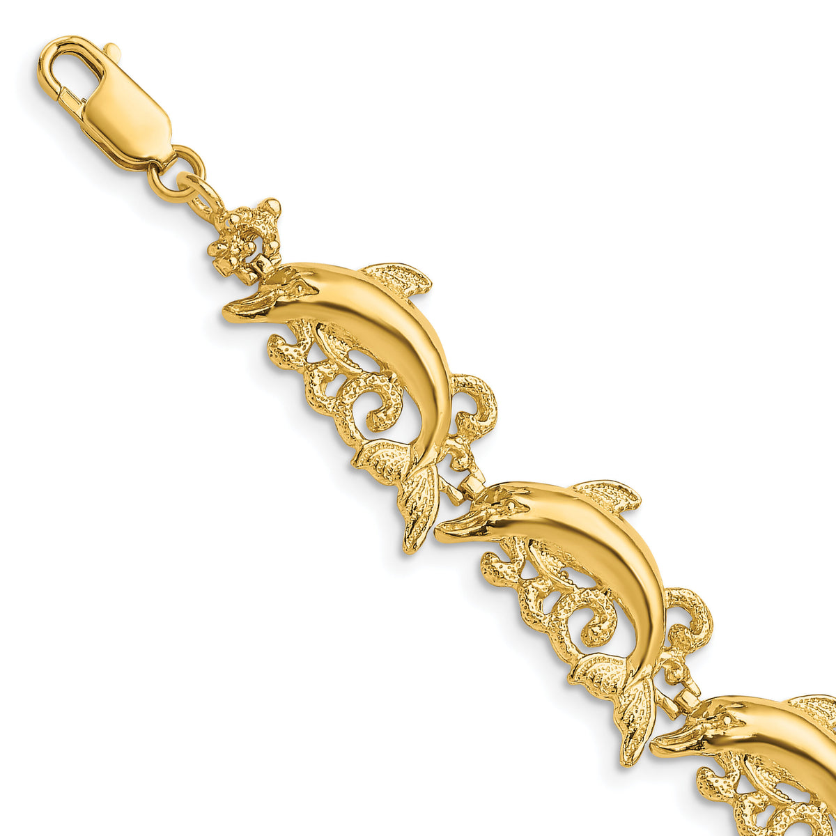14k Dolphin Bracelet-FB1596-7.5